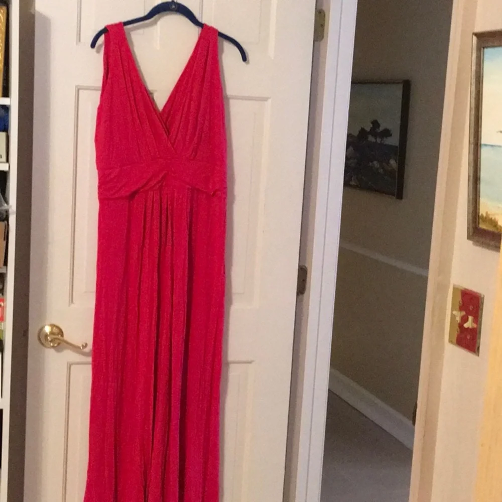 EUC,IMAN,1XP,Cotton,RED,step in design,gathered waist,sleeveless,maxi dress - Picture 1 of 9